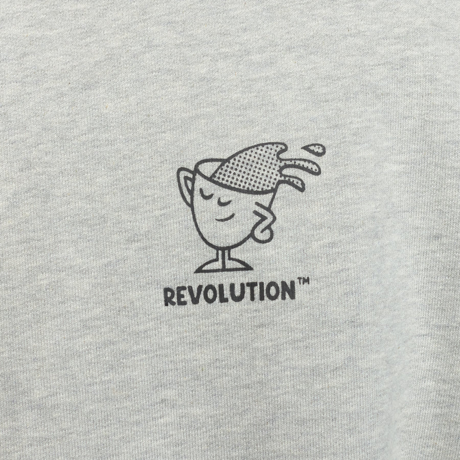 Revolution Grey-melange Printed Crewneck