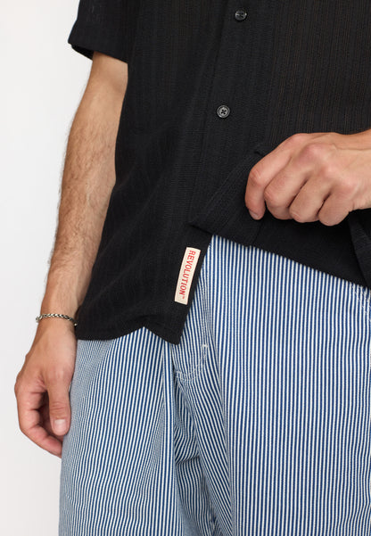 Revolution Short-sleeved Cuban Shirt Black