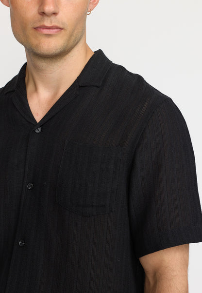 Revolution Short-sleeved Cuban Shirt Black