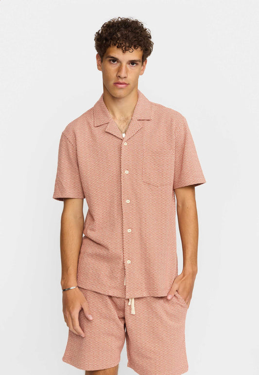 Revolution Jaquard SS Kubanisches Hemd Orange