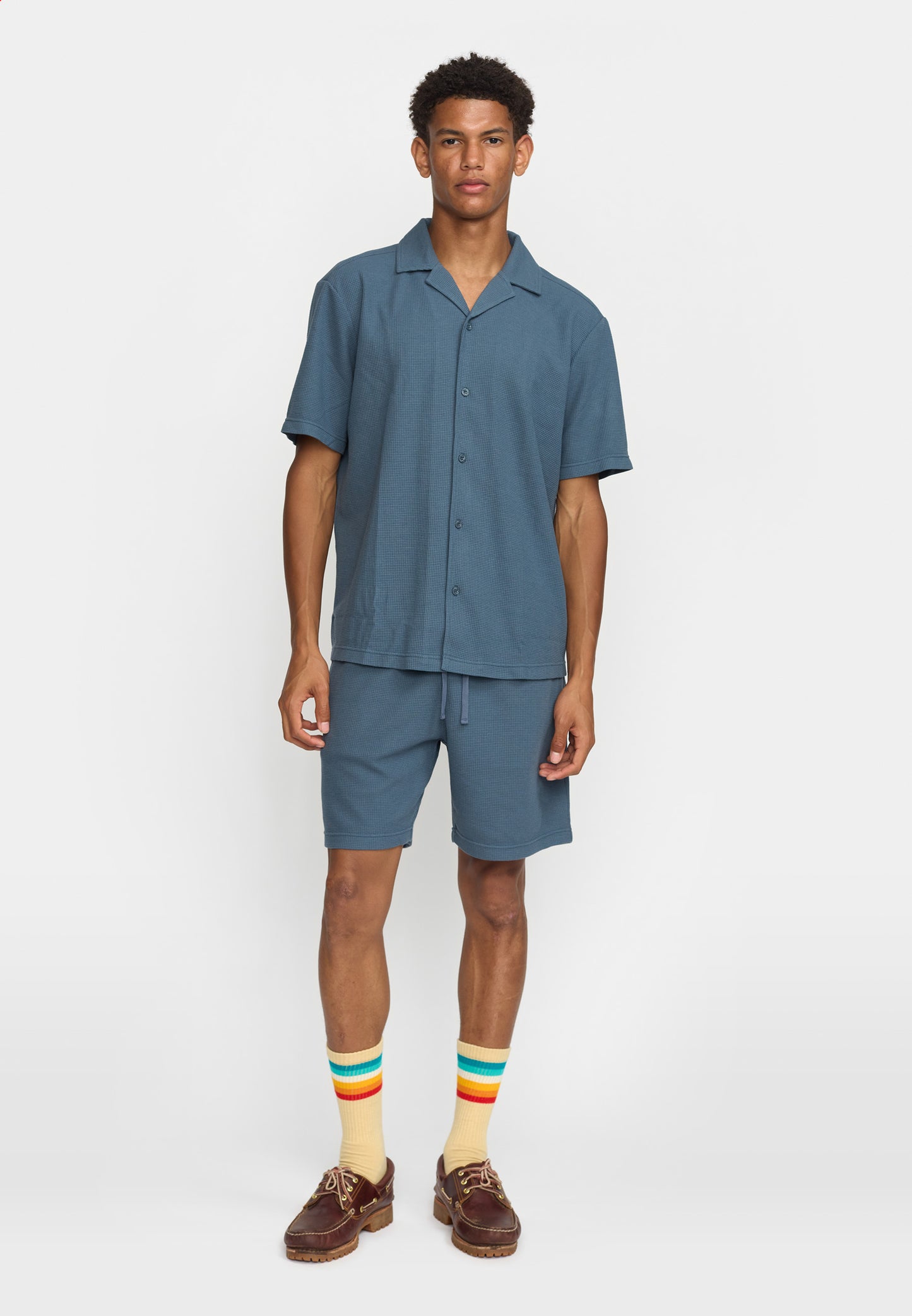 Revolution Short-sleeved Cuban Shirt Blue
