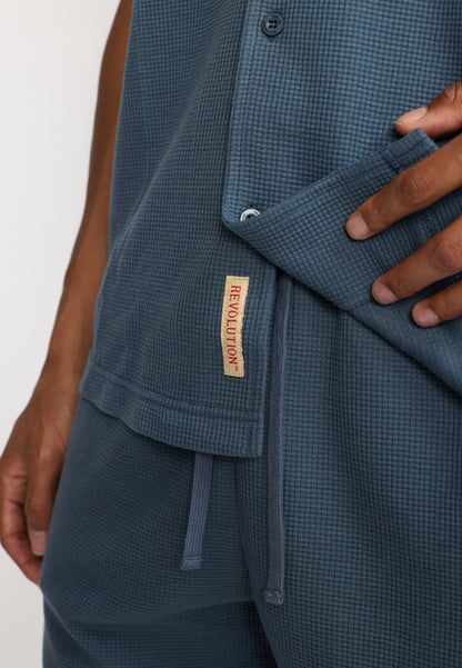 Revolution Short-sleeved Cuban Shirt Blue