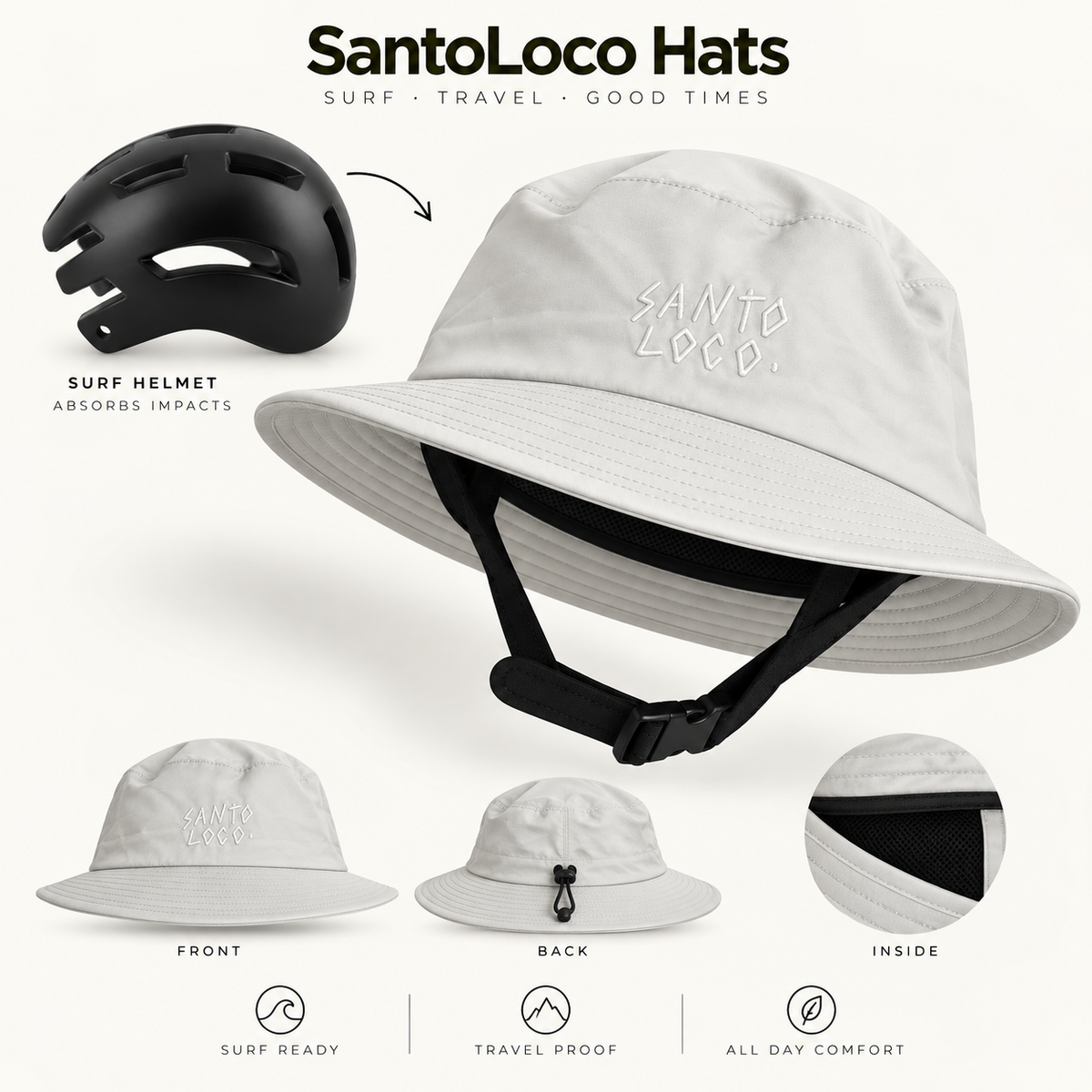 SantoLoco Surf Hat Pro SPF50+ Grey