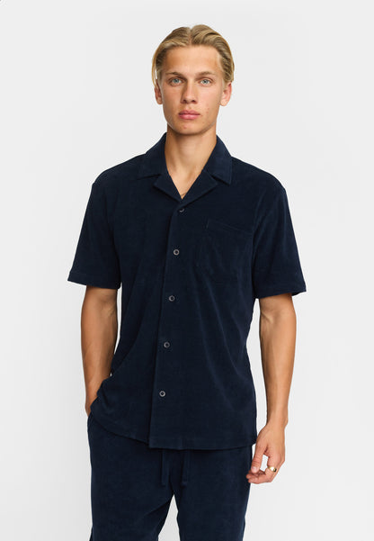 Revolution Terry Kurzarmhemd im kubanischen Stil, Marineblau