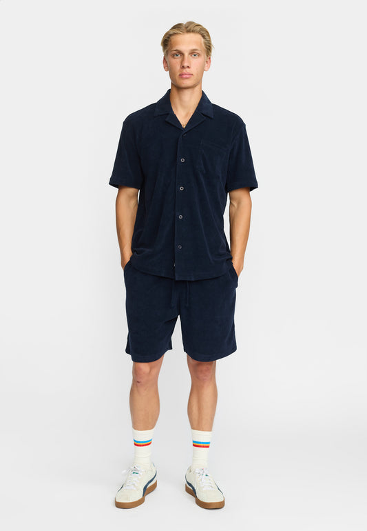 Revolution Terry Kurzarmhemd im kubanischen Stil, Marineblau
