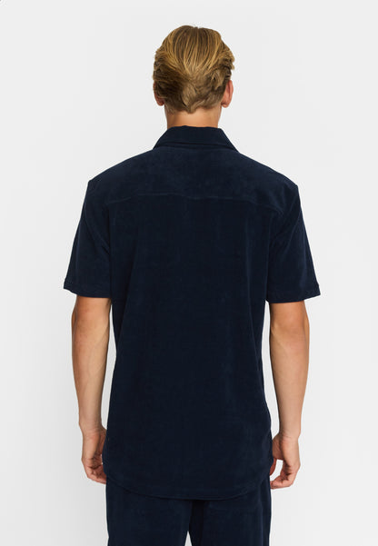 Revolution Terry Kurzarmhemd im kubanischen Stil, Marineblau