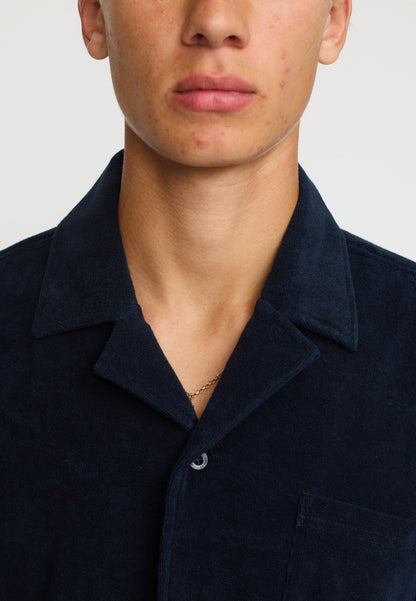 Revolution Terry Kurzarmhemd im kubanischen Stil, Marineblau
