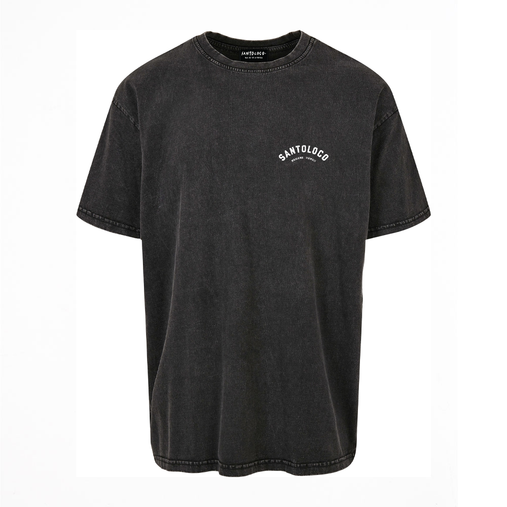 SantoLoco Hawaii Surfing is a MotorSport Black Washed T-Shirt
