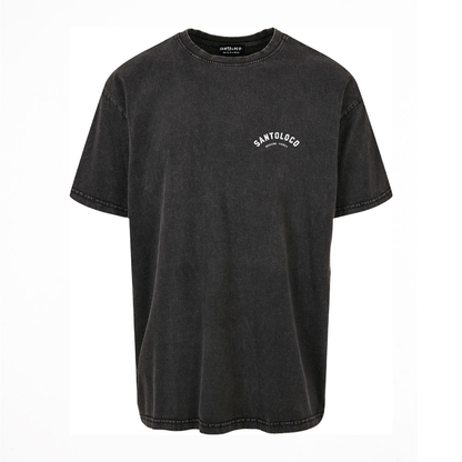 SantoLoco Hawaii Surfing is a MotorSport Black Washed T-Shirt