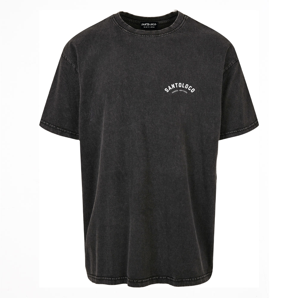 SantoLoco Sagres Surfing is a MotorSport Black Washed T-Shirt