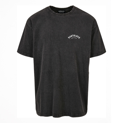 SantoLoco Munich Surfing is a MotorSport Black Washed T-Shirt