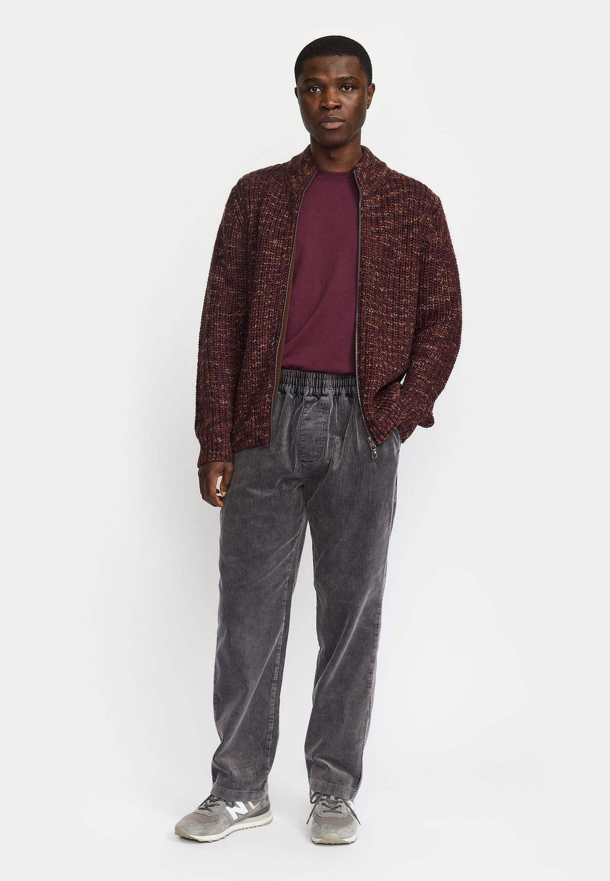 Revolution Zipped Knit Cardigan Burgundy