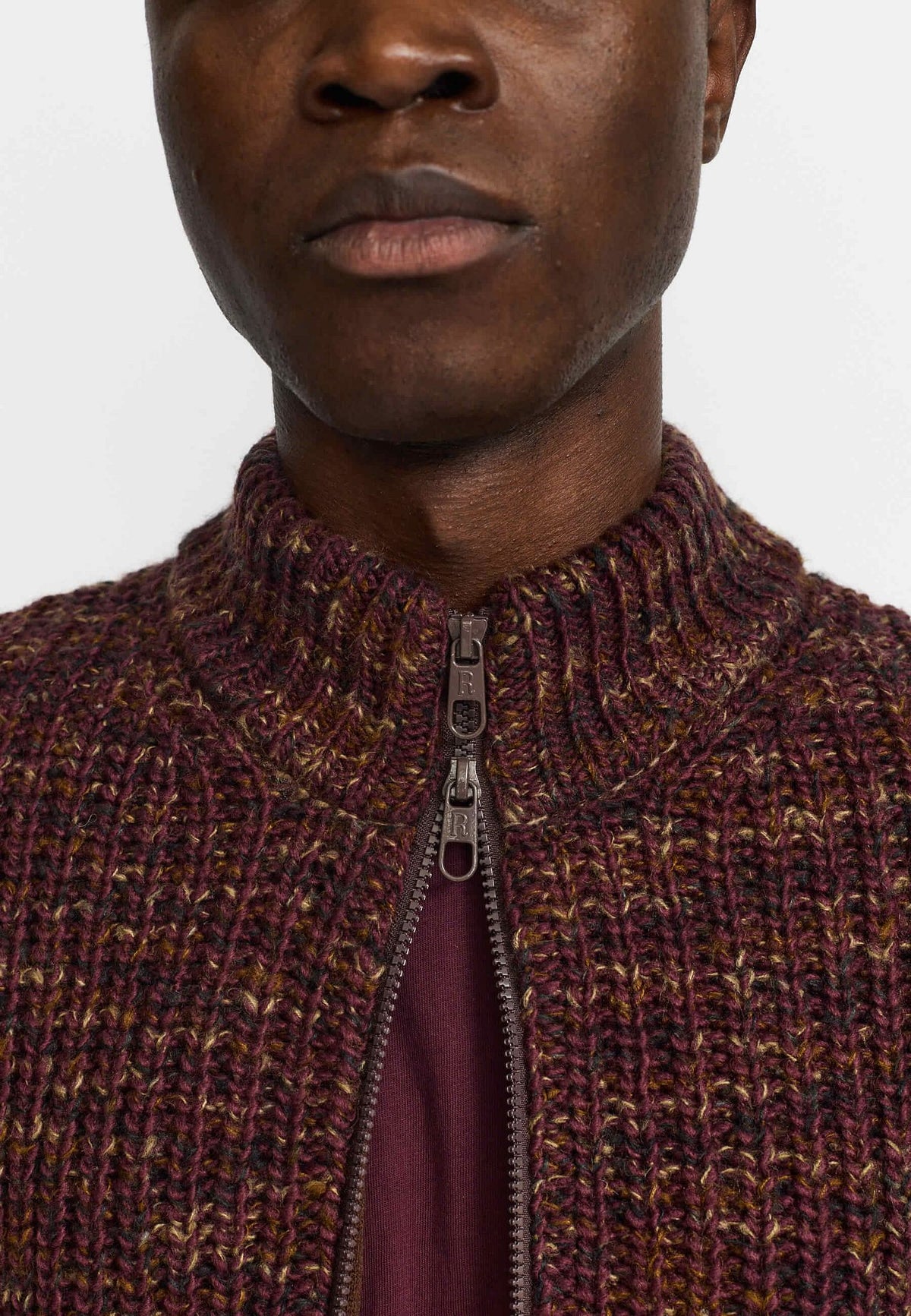 Revolution Zipped Knit Cardigan Burgundy