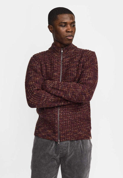 Revolution Zipped Knit Cardigan Burgundy