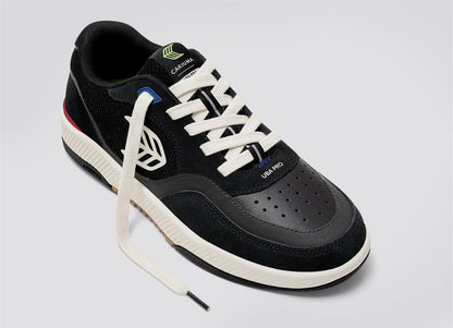 Cariuma Uba Pro Black Suede and Mesh Ivory Logo Schuhe