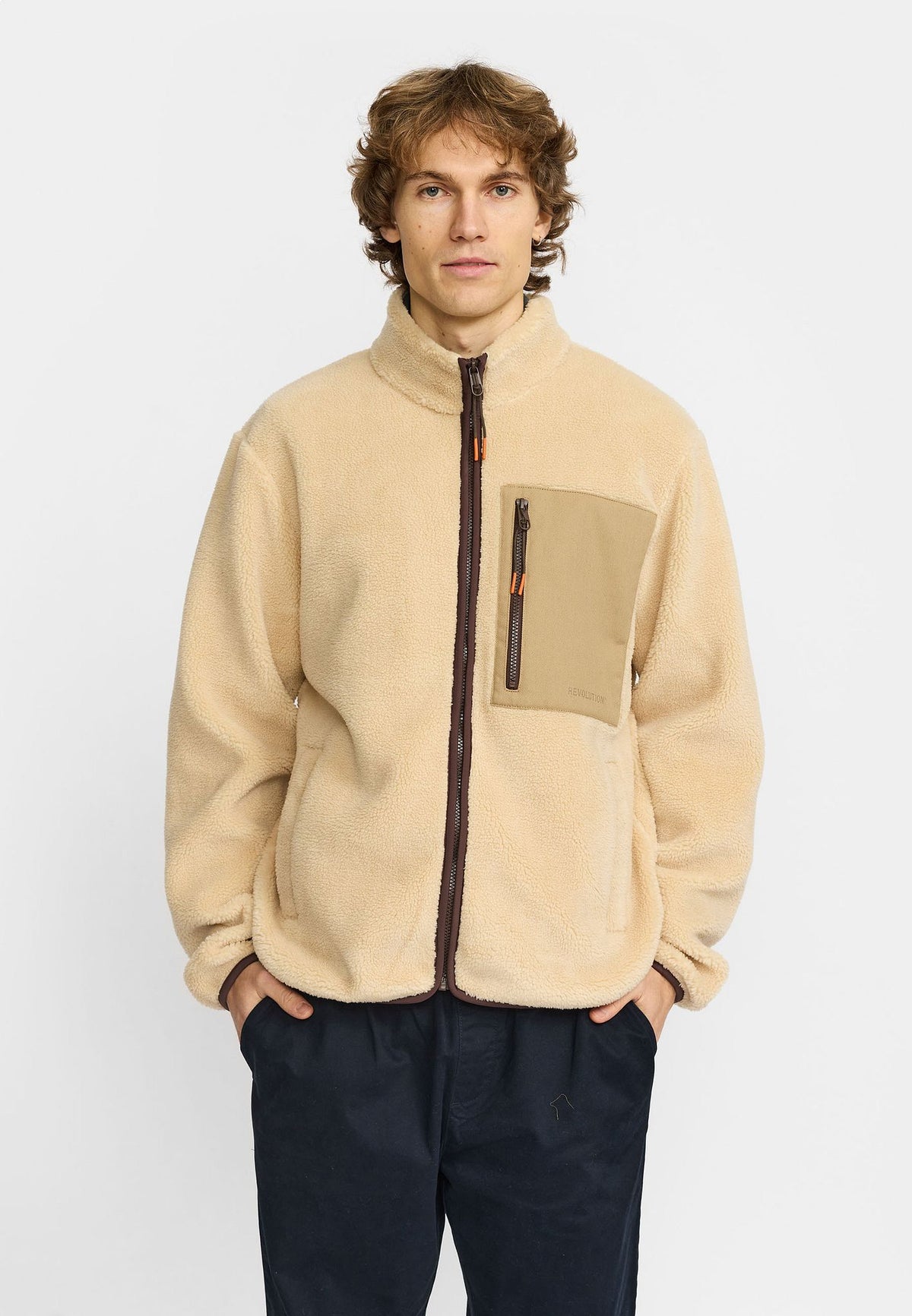 Revolution Pocket Teddy Jacket Darkgrey Offwhite