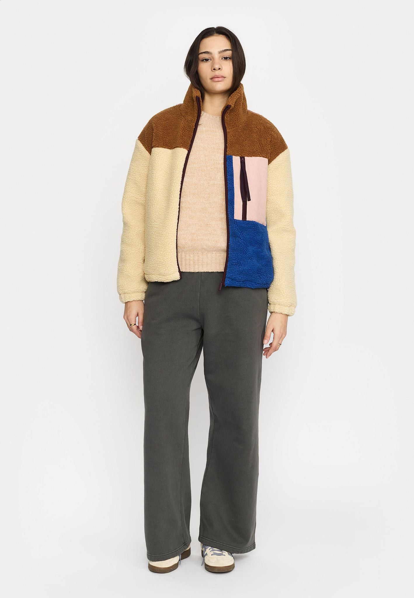 Selfhood Block Teddy Jacket Lightbrown