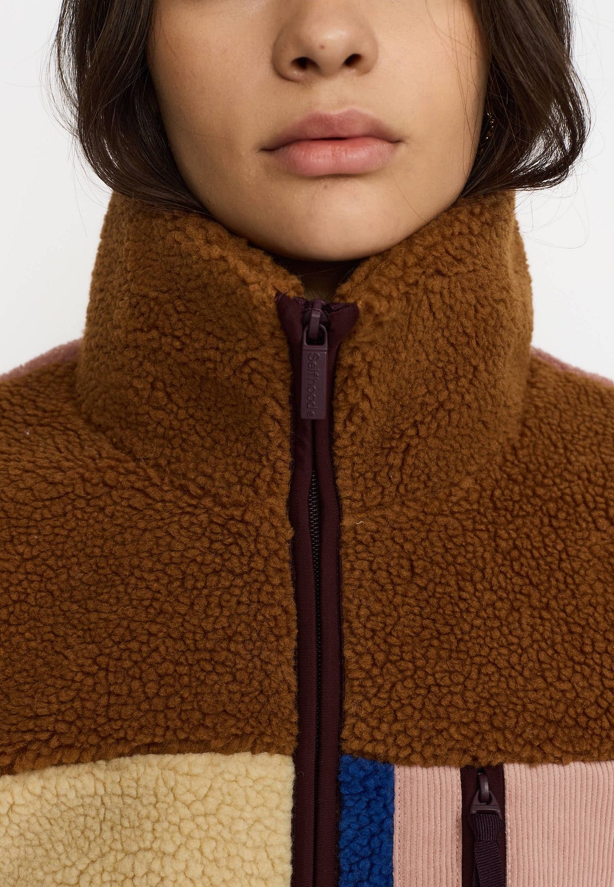 Selfhood Block Teddy Jacket Lightbrown