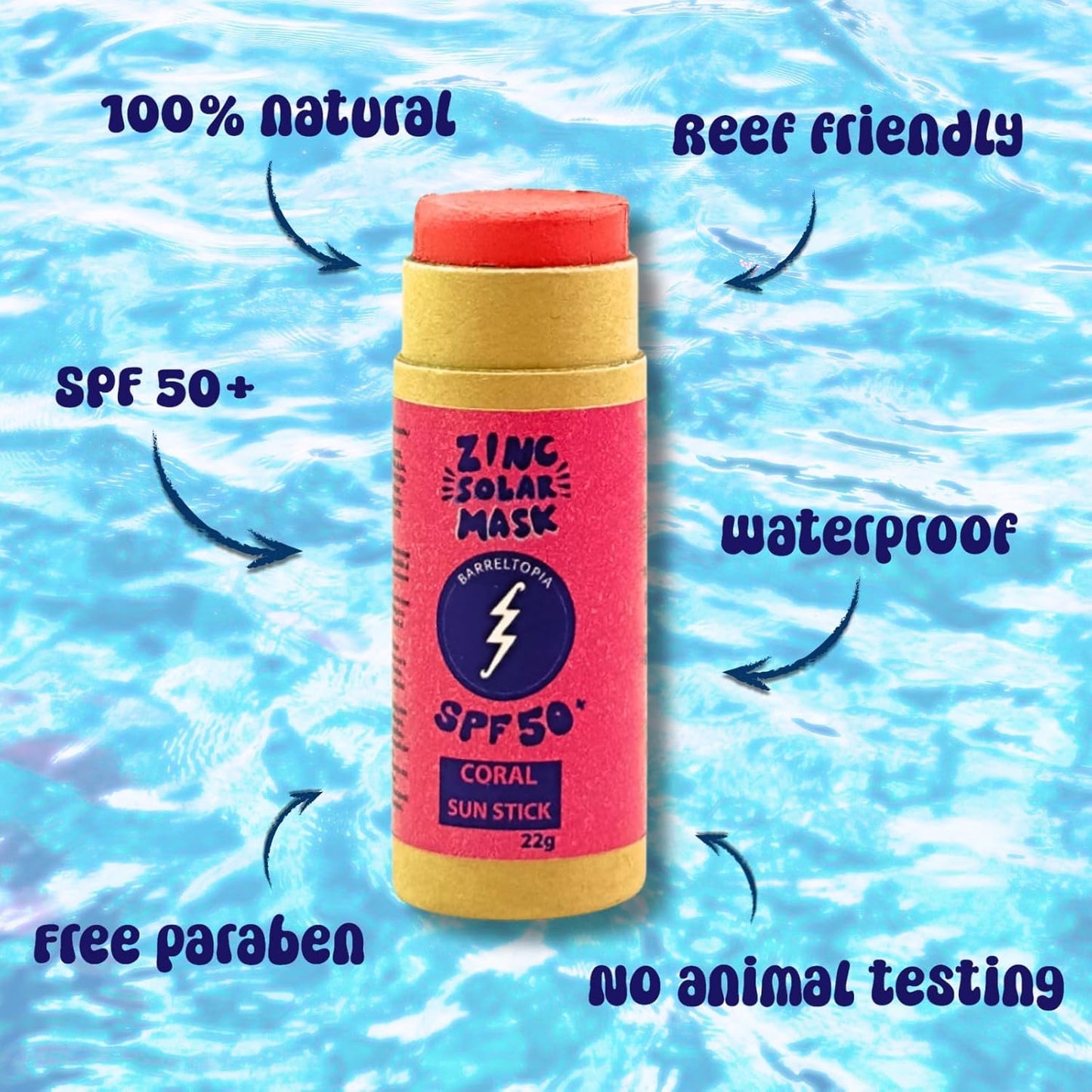 Barreltopia Zinc SPF 50+ Sun Stick Coral
