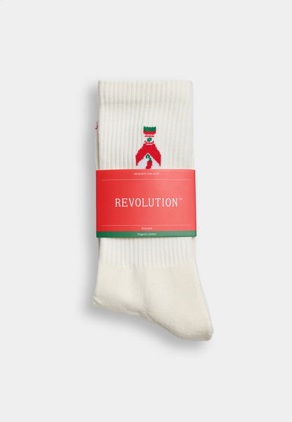 Revolution Jaquard Crew Socks Chilli White