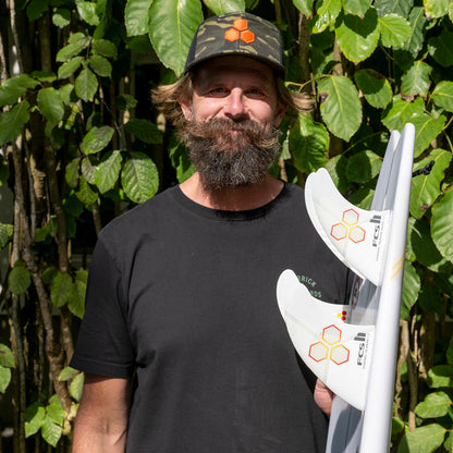 FCS II CI PC Large White/Flame Tri-Quad Fin Set
