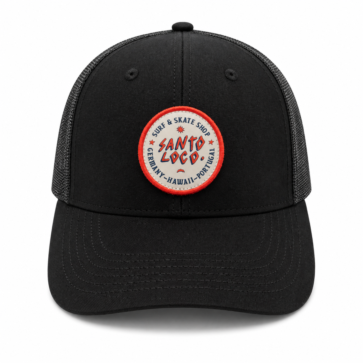 Boné Trucker SantoLoco Logo Preto