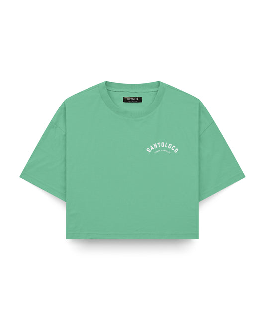 SantoLoco Lisboa Surfing ist ein grünes, kurzes T-Shirt für den Motorsport