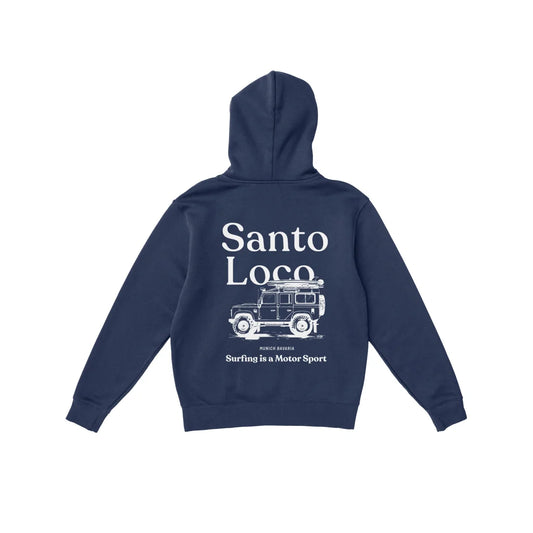 SantoLoco Munich Surfing is a MotorSport Hoodie Dark Blue