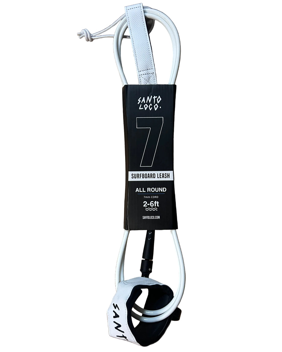 SantoLoco 7 ft Premium Surf Leash White