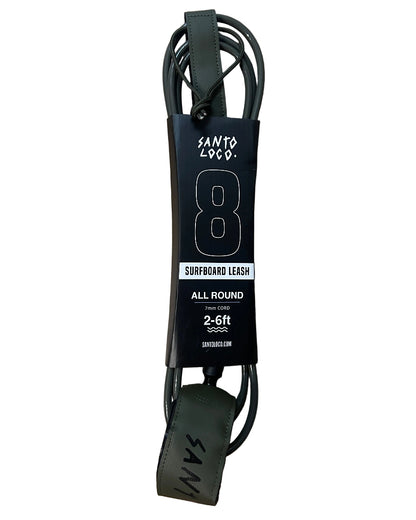 SantoLoco 8 ft Premium Surf Leash Olive