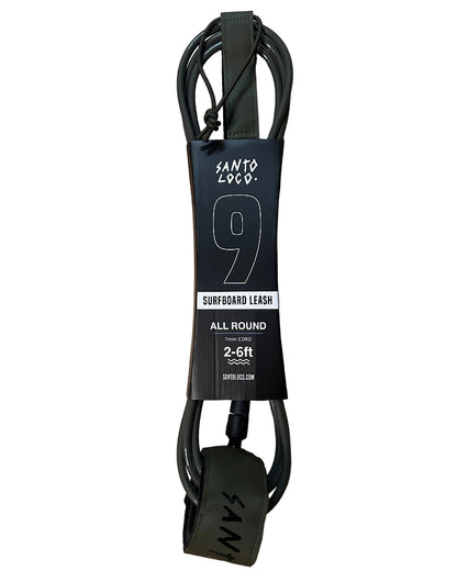 SantoLoco 9 ft Premium Surf Leash Olive