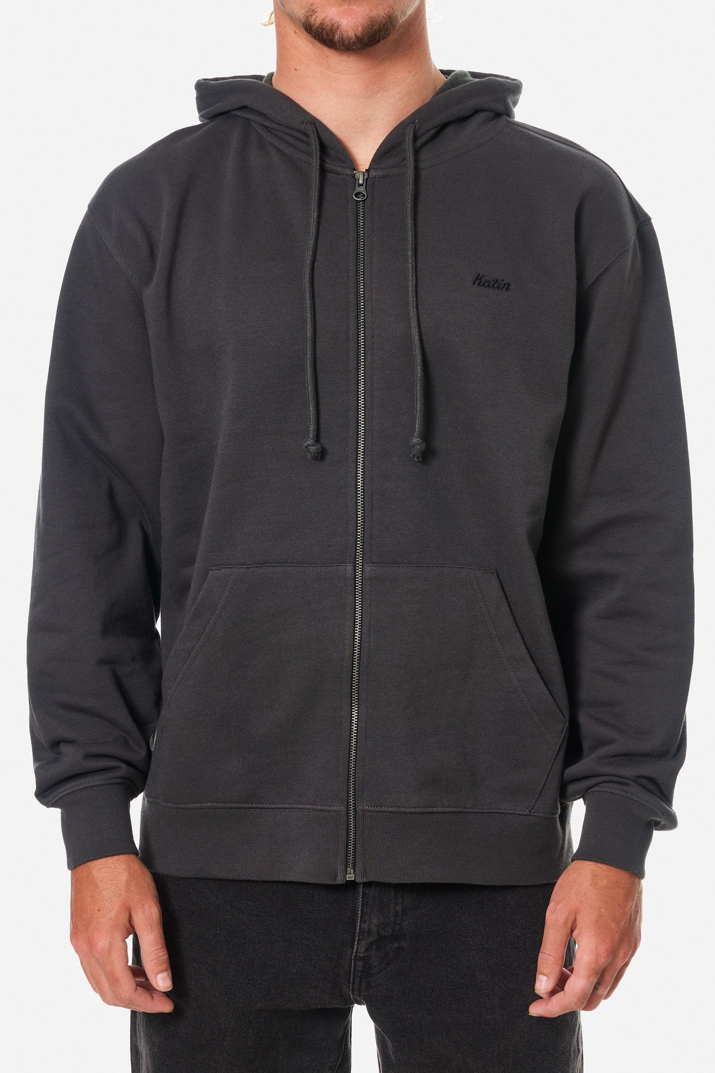 Katin Emb Full Zip Hood Fleece Black Wash