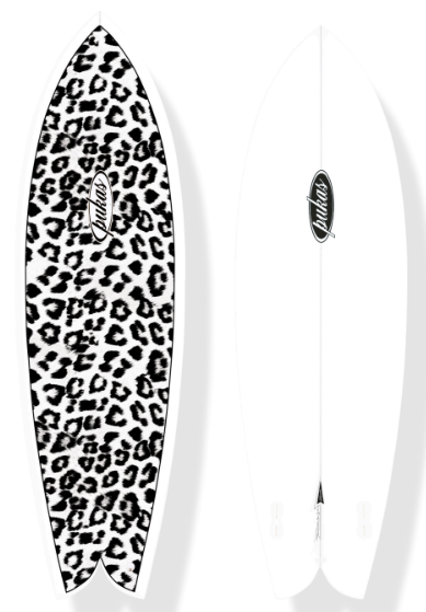 Pukas Leopard Fish Surfboard 5'6