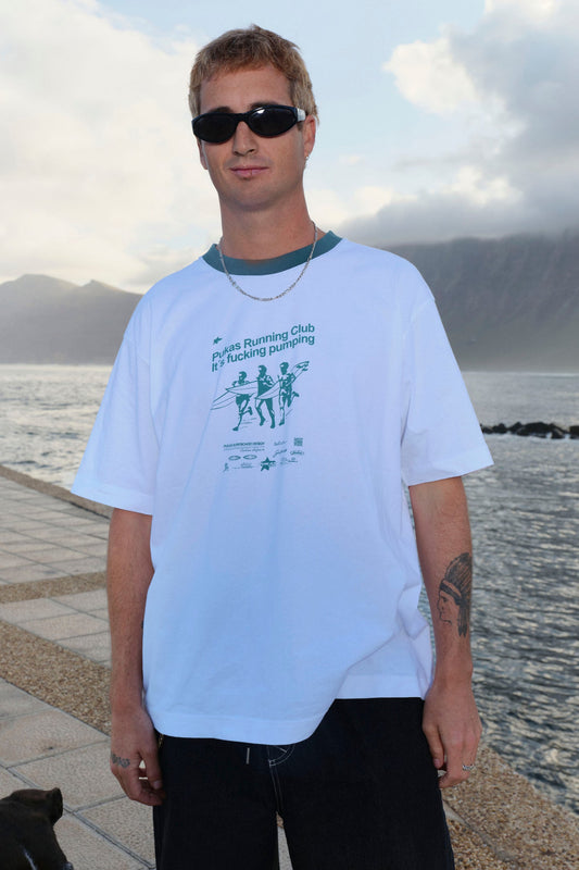 Pukas Running Club Tee Contrast Collar Evergreen