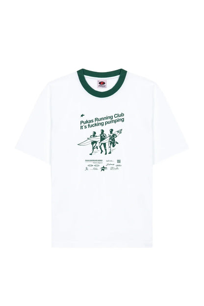 Pukas Running Club Tee Contrast Collar Evergreen