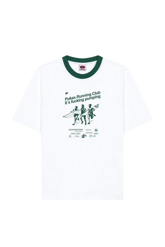 Pukas Running Club Tee Contrast Collar Evergreen