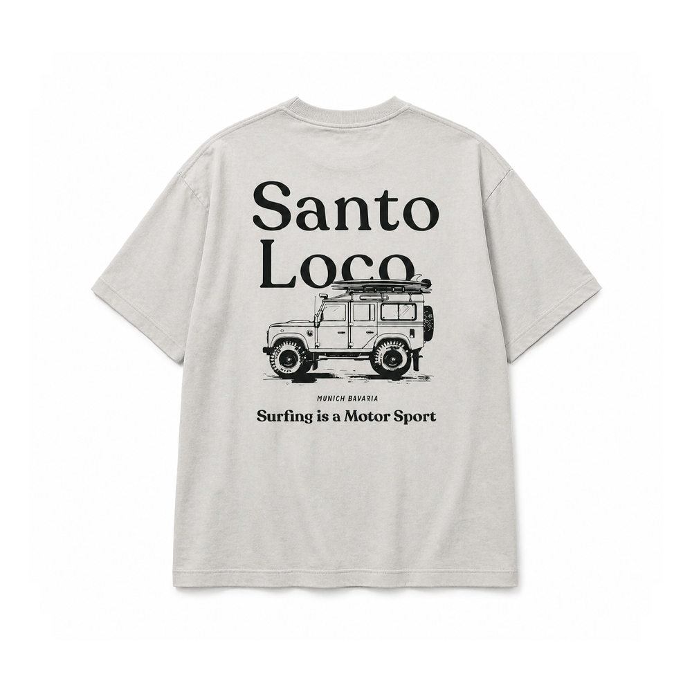 T-shirt SantoLoco Munich Surfing is a MotorSport Off White