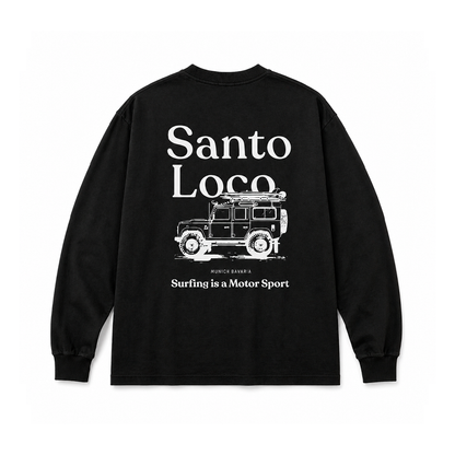 SantoLoco Munich Surfing é uma t-shirt preta de manga comprida para automobilismo.