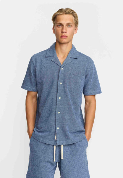 Revolution Short-sleeved Cuban Shirt Blue