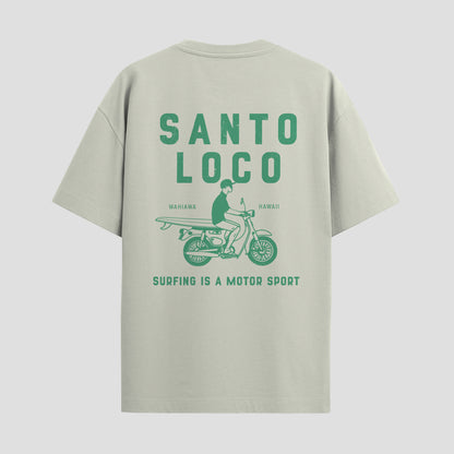SantoLoco Hawaii Surfing is a MotorSport Antique White T-Shirt