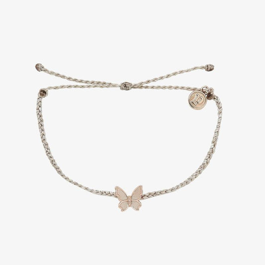 Pura Vida Butterfly in Flight Rose Gold Bracelet Light Grey