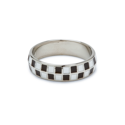 Pura Vida Checkerboard Ring Size 8 Silver