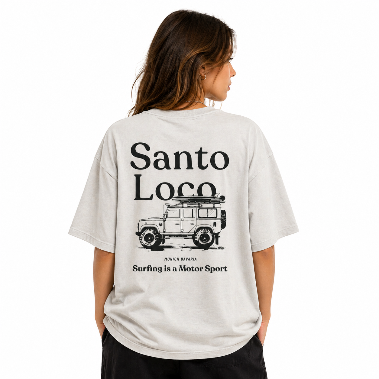 T-shirt SantoLoco Munich Surfing is a MotorSport Off White