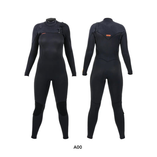 O'Neill Women's Hyperfreak 4/3+ Chest Zip Wetsuit Black Black