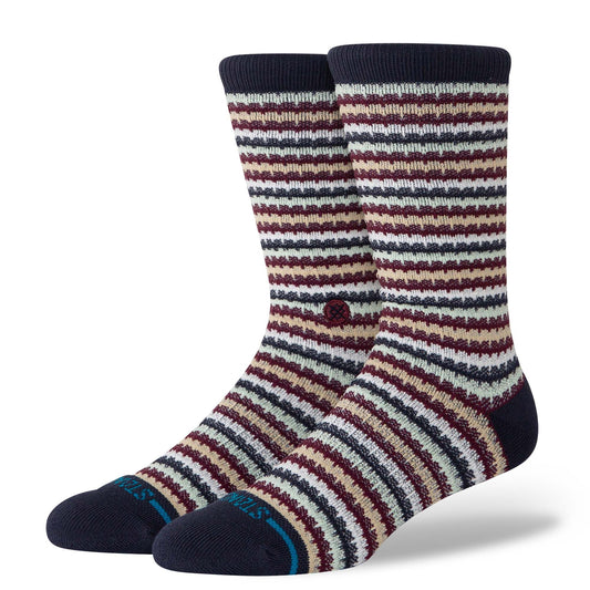 Stance Chiclets Waffle Knit Crew Socks Navy Navy Striped