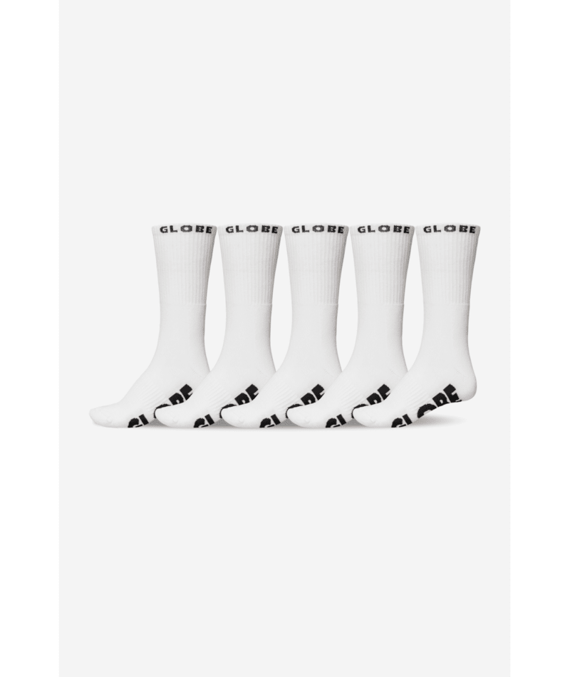 Globe Whiteout Hi Crew Sock 5 Pack White