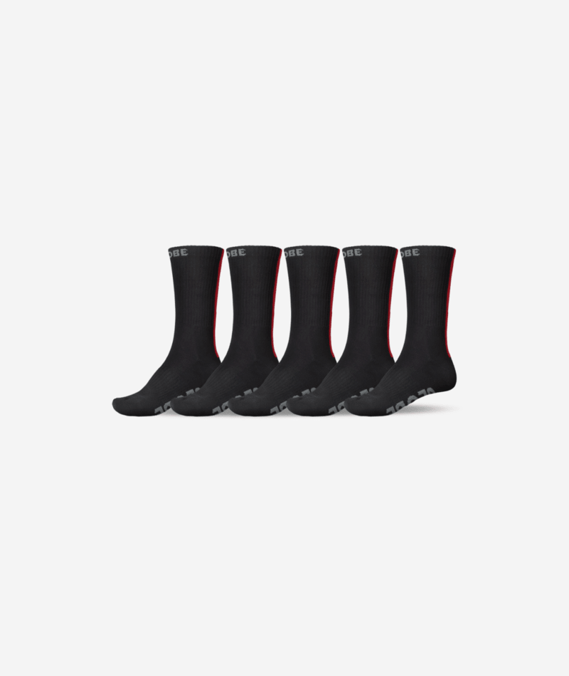 Globe Stripe Hi Crew Sock 5 Pack Black Red