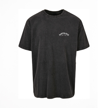 SantoLoco Lisboa Surfing is a MotorSport Black Washed T-Shirt