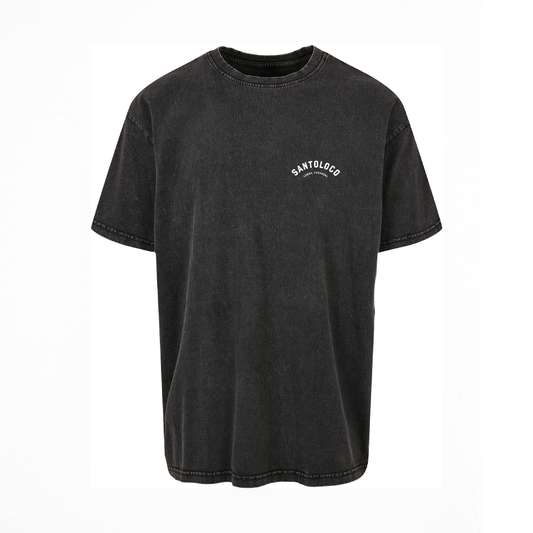 SantoLoco Lisboa Surfing ist ein schwarz gewaschenes Motorsport-T-Shirt