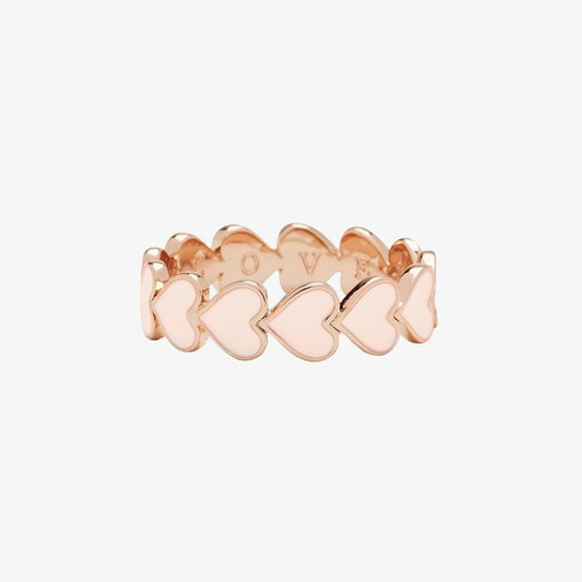 Pura Vida Love Enamel Heart Band Ring Size 8 Rose Gold